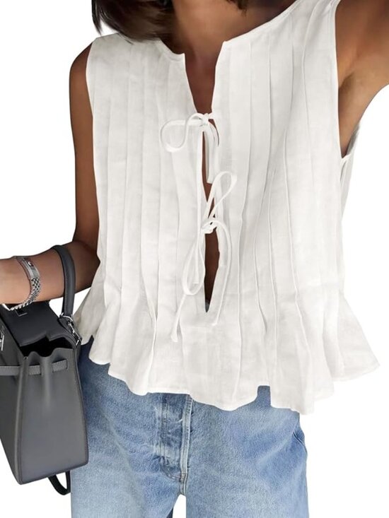 Cicy Bell Tops - NWT Cicy Bell Work Well Bow Front Tie Tank Top